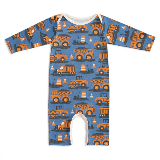 Long-Sleeve Romper - Roadwork Orange & Blue