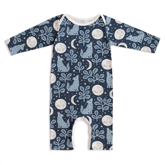 Long-Sleeve Romper - Wolves Navy