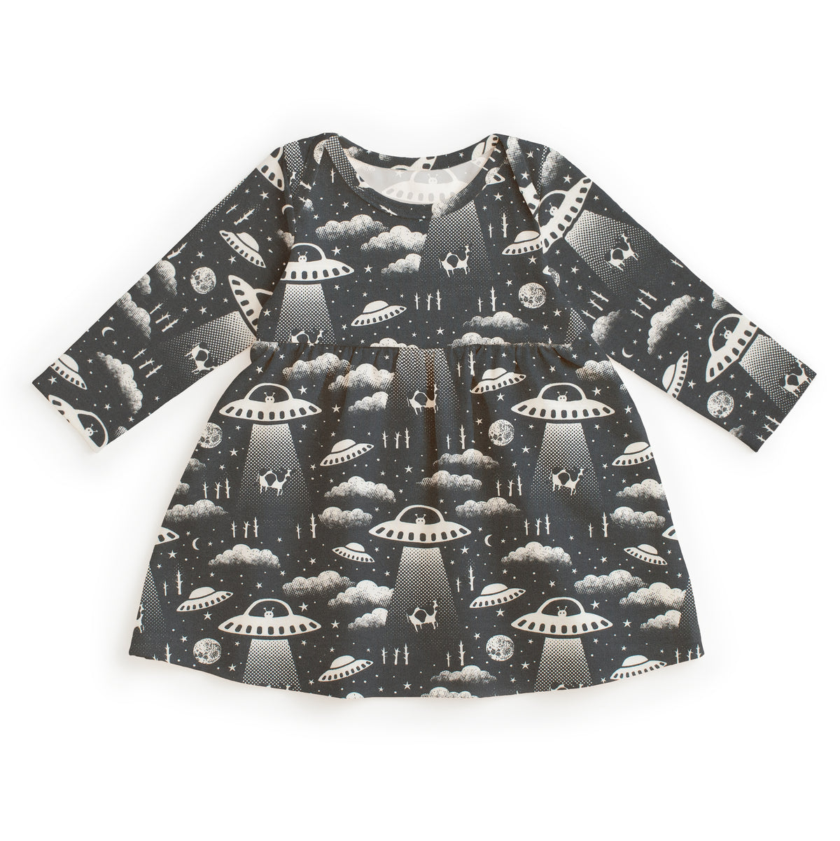 Lausanne Baby Dress - Aliens Charcoal