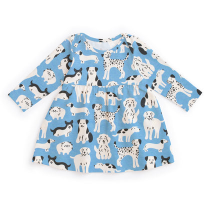 Lausanne Baby Dress - Dog Parade Blue