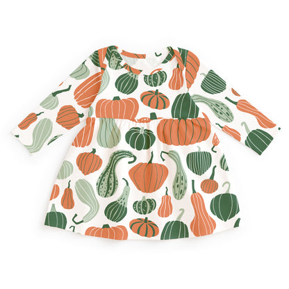 Lausanne Baby Dress - Gourds & Pumpkins Green & Orange