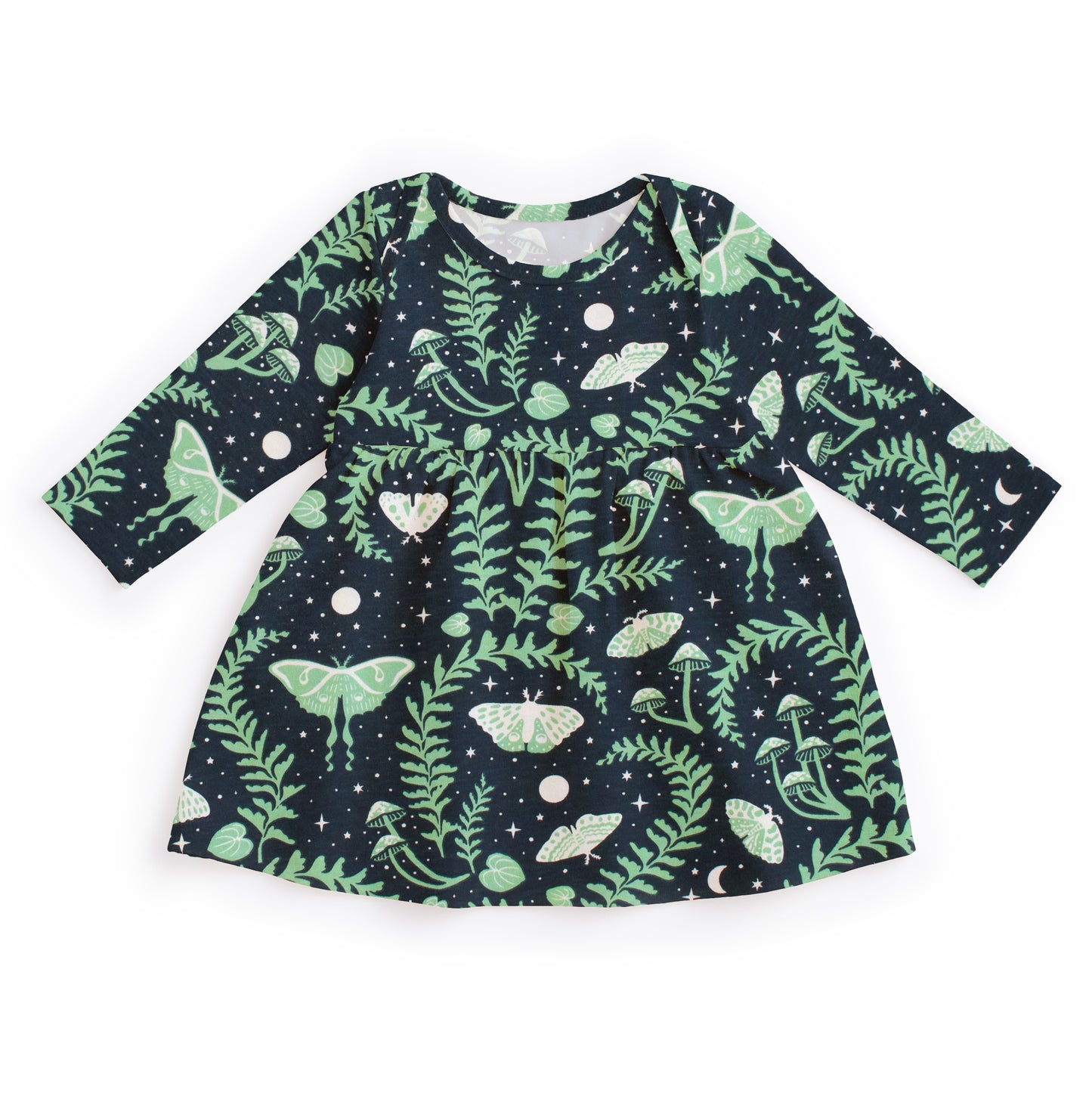 Lausanne Baby Dress - Luna Moths Night Sky