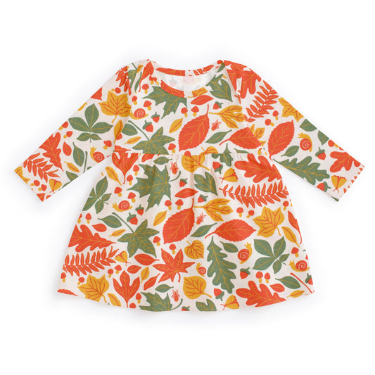Lausanne Baby Dress - Leaves Yellow & Green