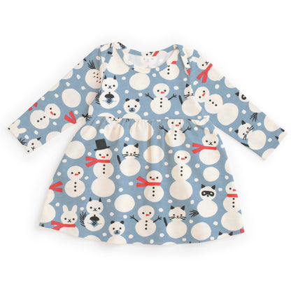 Lausanne Baby Dress - Snow Creatures Blue