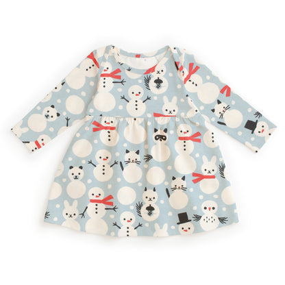 Lausanne Baby Dress - Snow Creatures Sky Blue