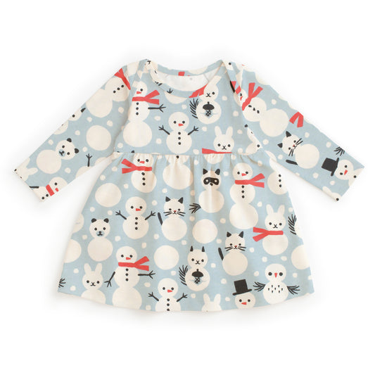 Lausanne Baby Dress - Snow Creatures Sky Blue