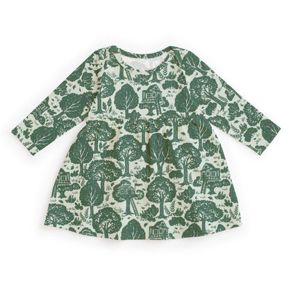 Lausanne Baby Dress - Treehouses Green
