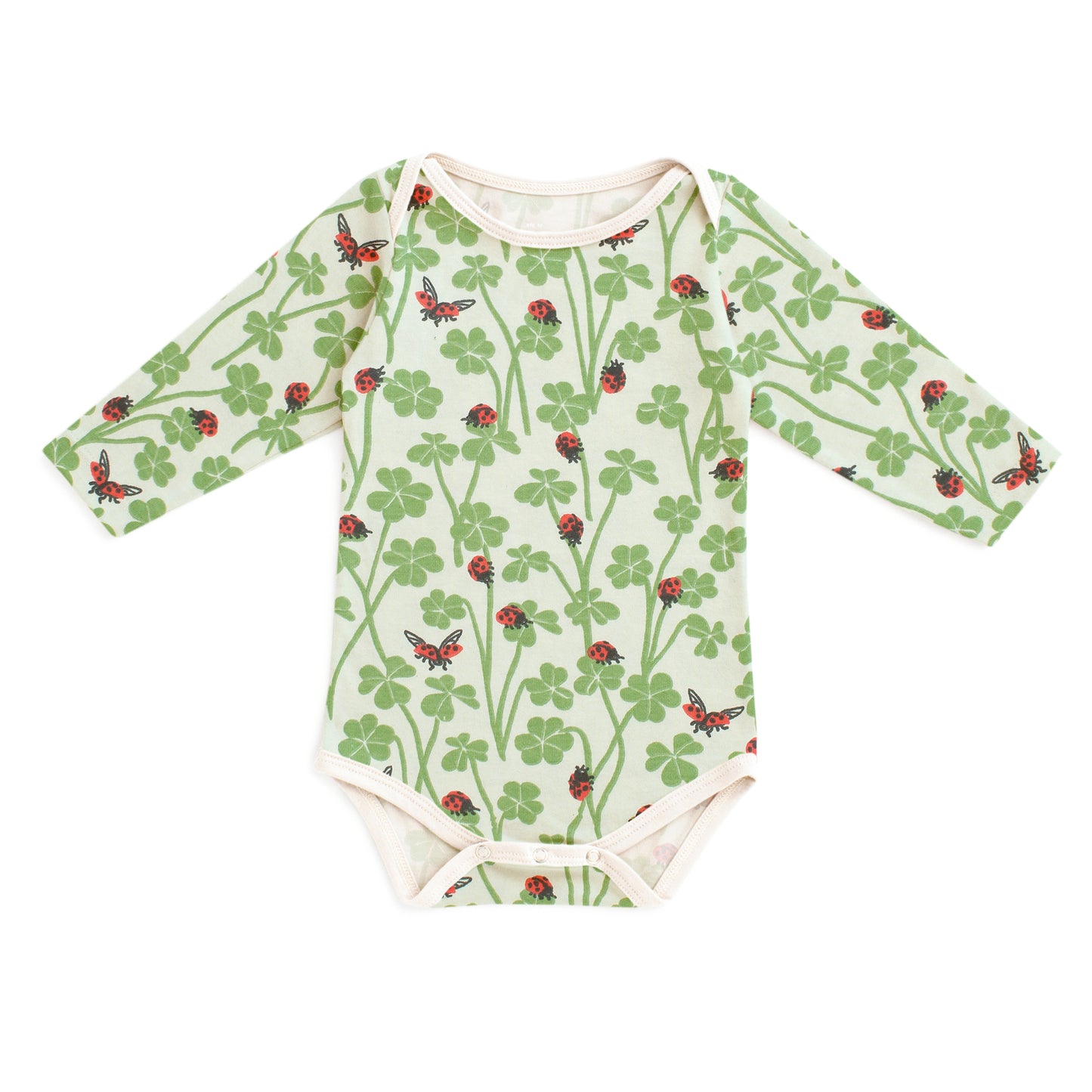 Long Sleeve Snapsuit - Clover & Ladybugs Green