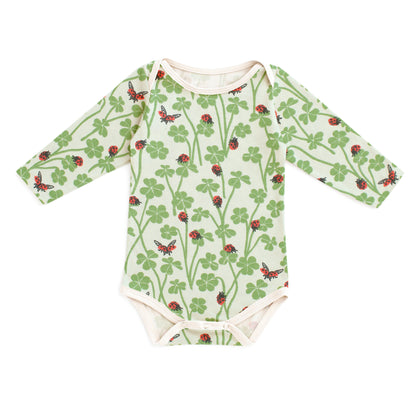 Long Sleeve Snapsuit - Clover & Ladybugs Green