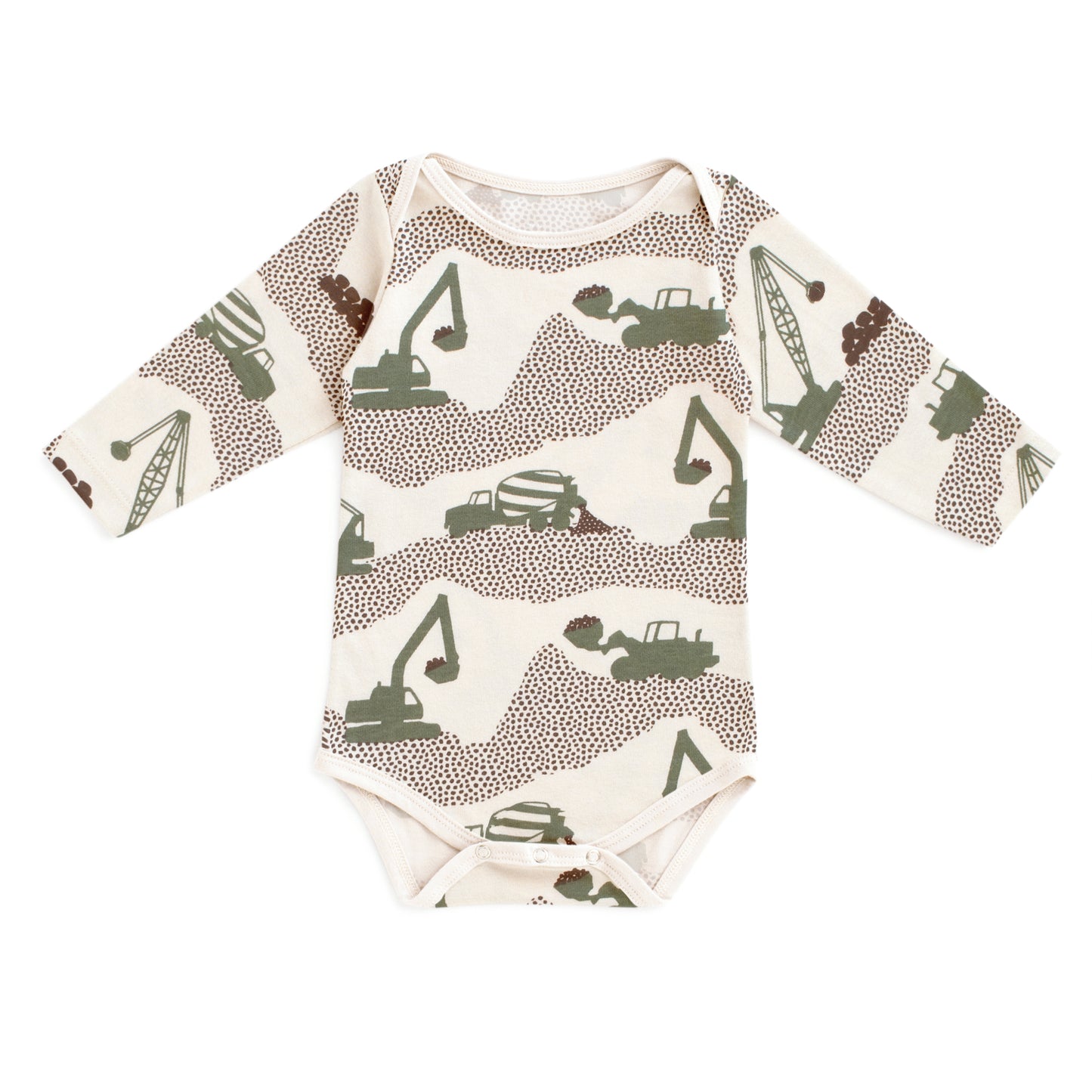 Long-Sleeve Snapsuit - Construction Forest Green