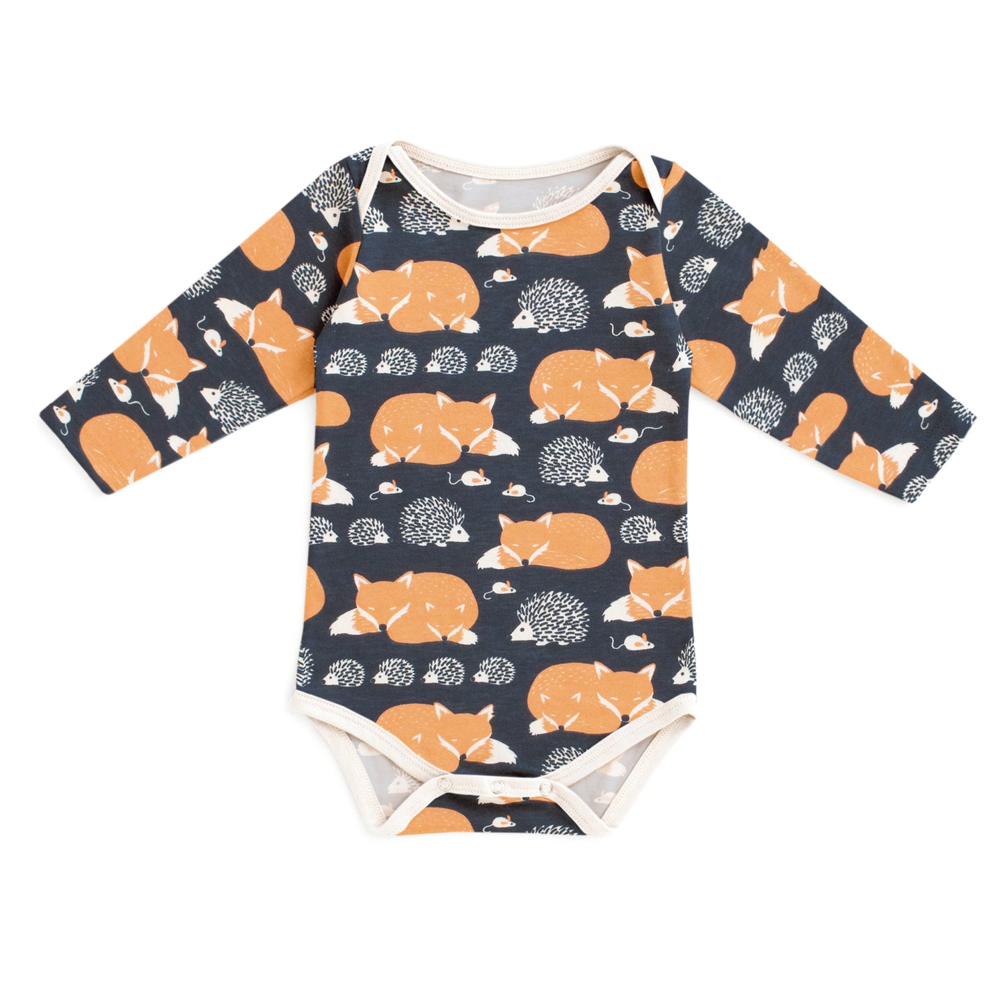 Long-Sleeve Snapsuit - Foxes & Hedgehogs Night Sky