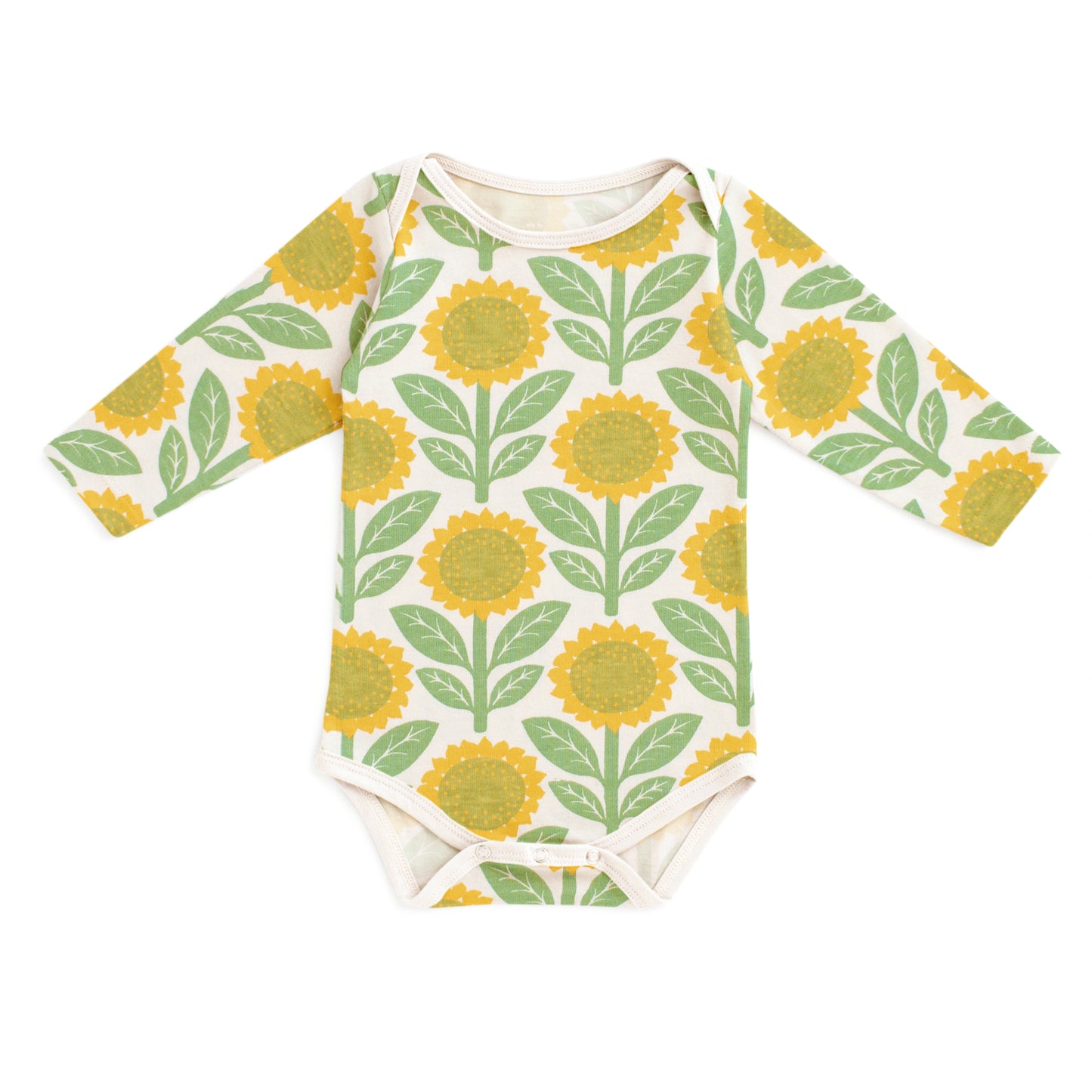 Long Sleeve Snapsuit - Sunflowers Green