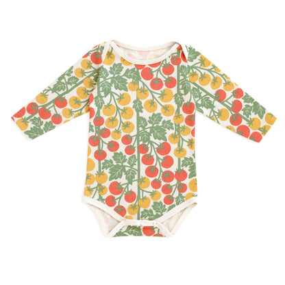 Long Sleeve Snapsuit - Tomato Vines Red & Yellow