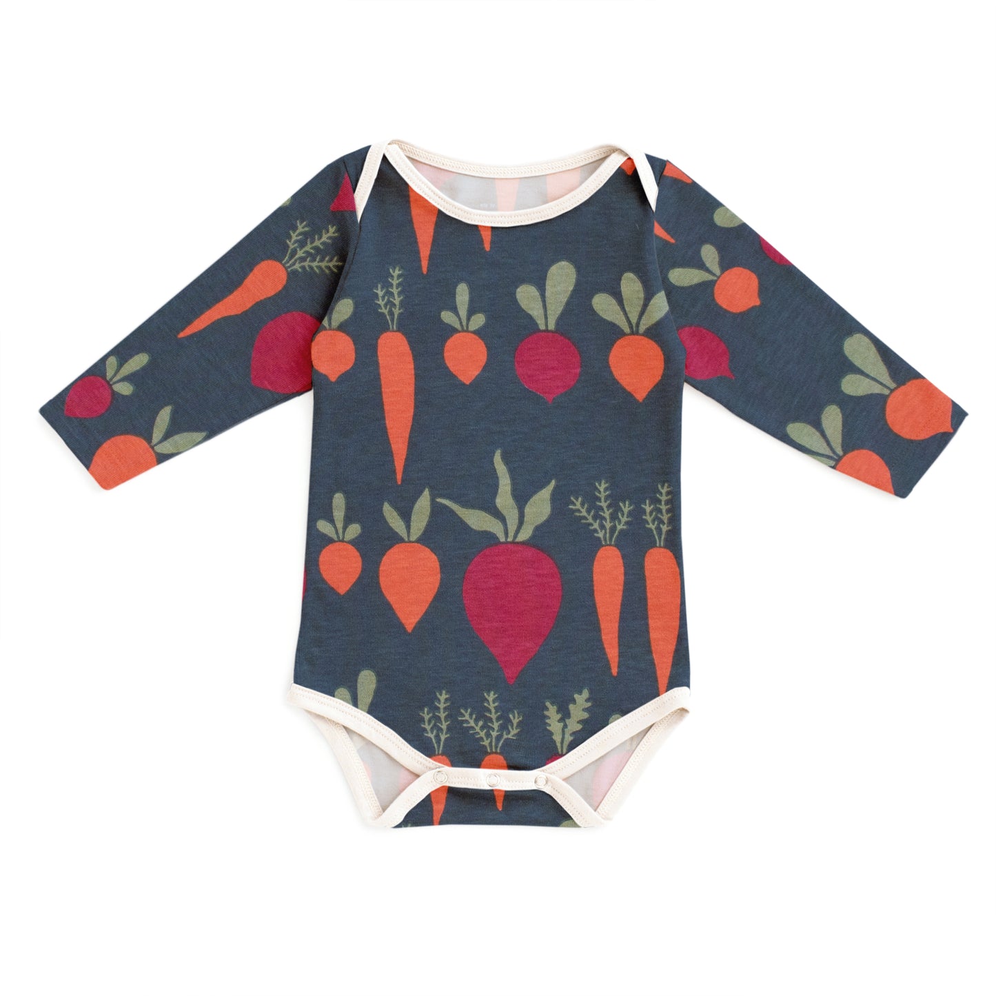 Long-Sleeve Snapsuit - Root Vegetables Night Sky