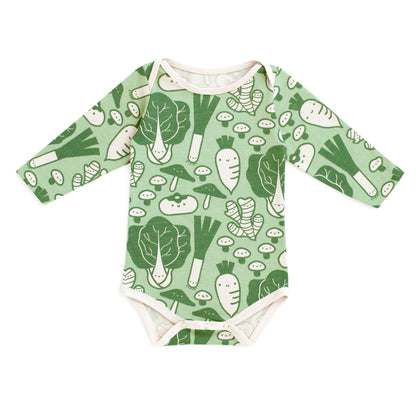 Long Sleeve Snapsuit - Veggies Green