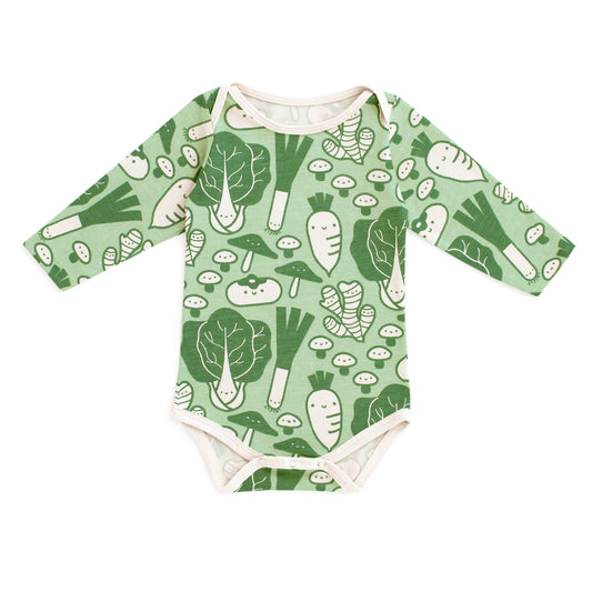 Long Sleeve Snapsuit - Veggies Green