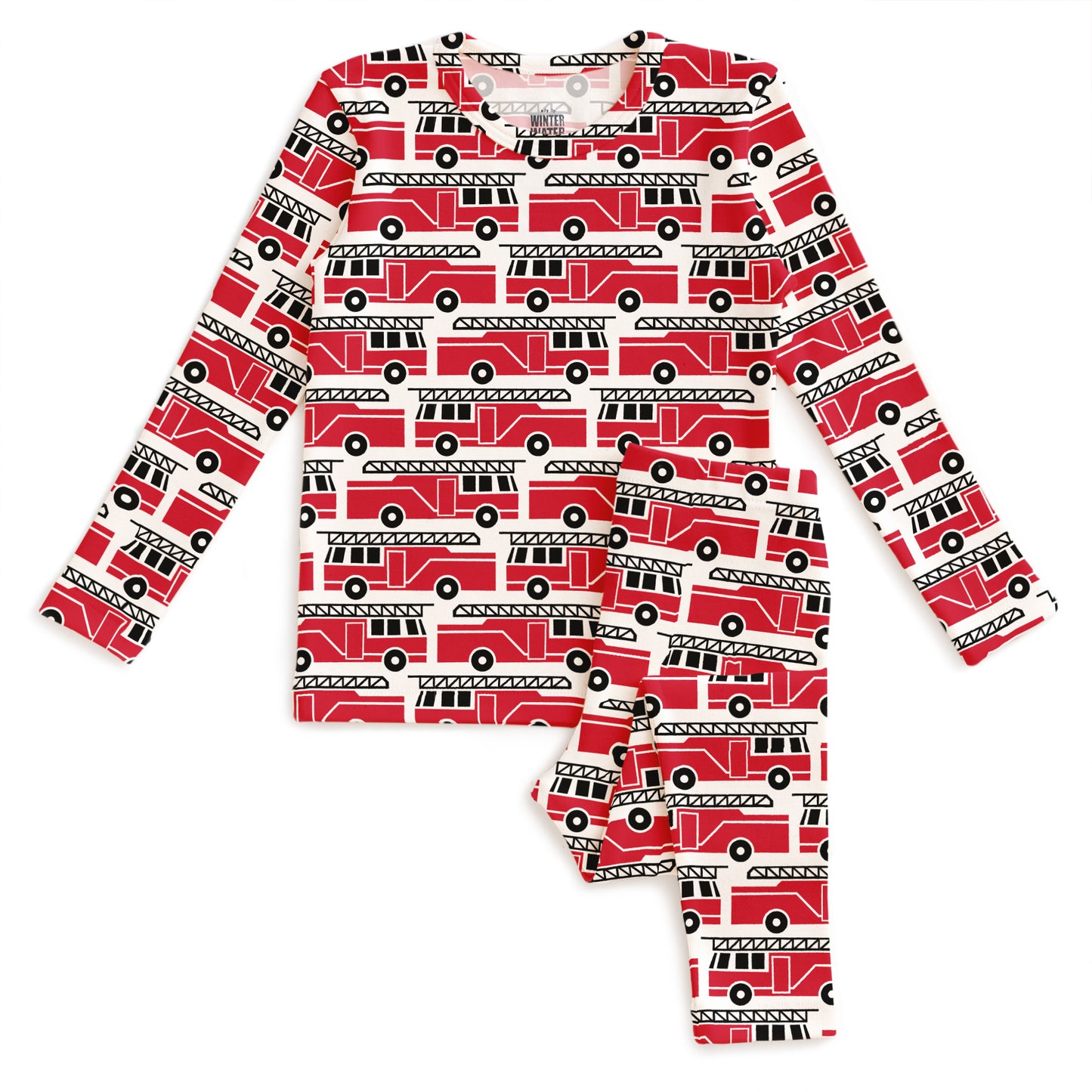 Kids Pajama Set - Firetrucks Red