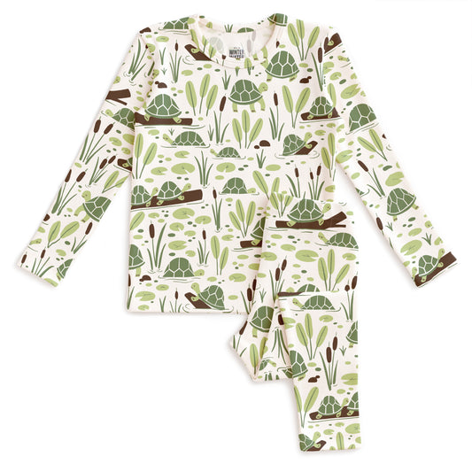 Kids Pajama Set - Turtles Green