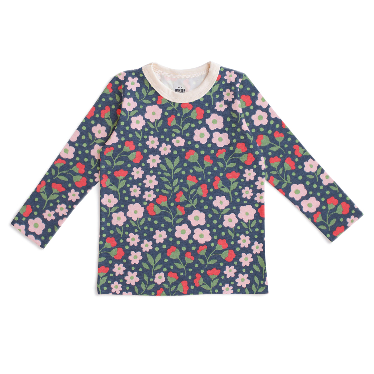 Long-Sleeve Tee - Garden Blooms Navy & Pink