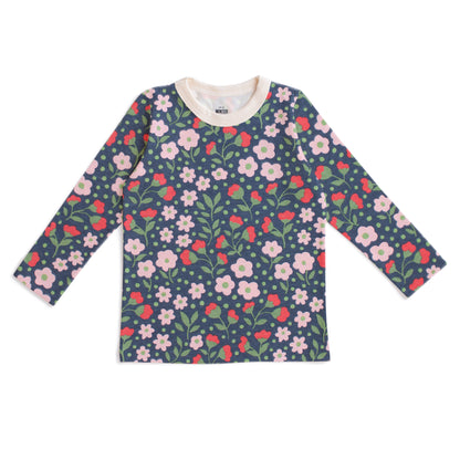 Long-Sleeve Tee - Garden Blooms Navy & Pink