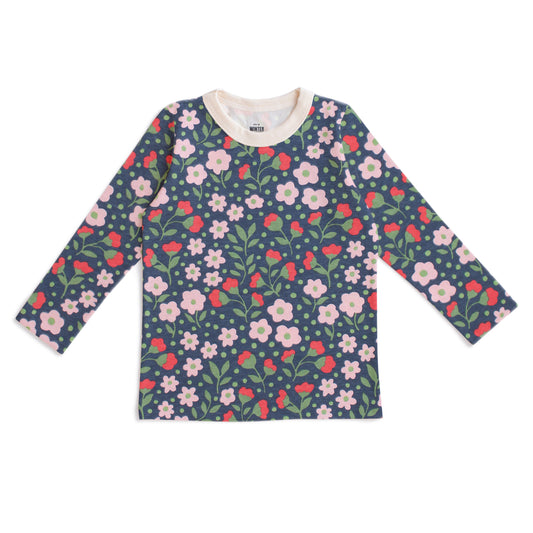 Long-Sleeve Tee - Garden Blooms Navy & Pink