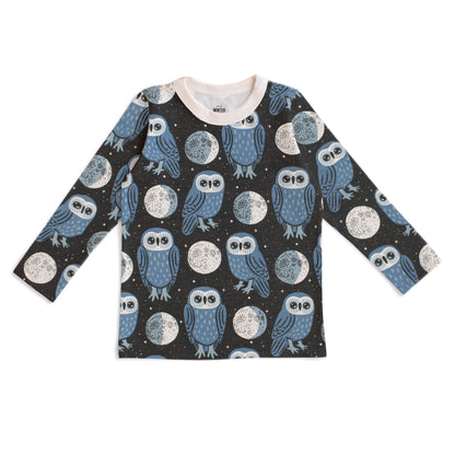 Long-Sleeve Tee - Midnight Owls Charcoal & Blue