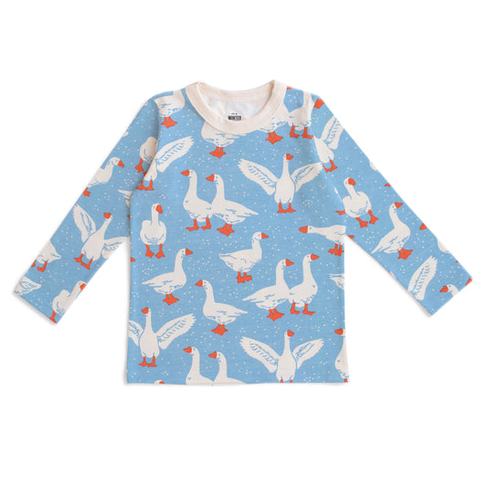 Long-Sleeve Tee - Silly Geese Blue