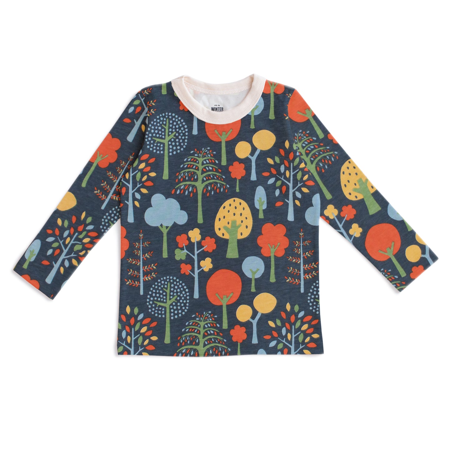 Long-Sleeve Tee - Trees Navy & Green