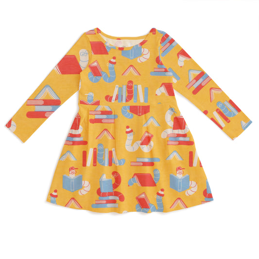 Madison Dress - Bookworms Yellow