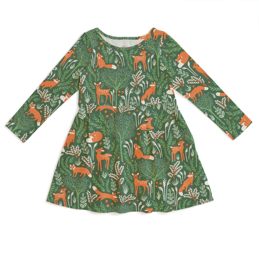 Madison Dress - Deer & Foxes Green