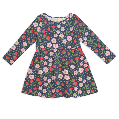 Madison Dress - Garden Blooms Navy & Pink