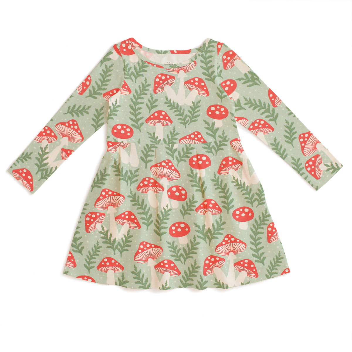 Madison Dress - Toadstools Green & Red