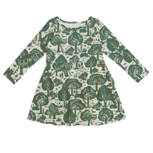 Madison Dress - Treehouses Green