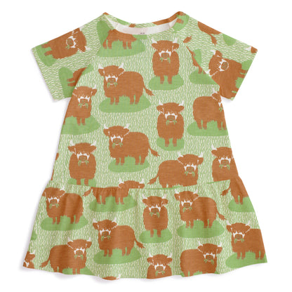 Milwaukee Dress - Highland Cows Green