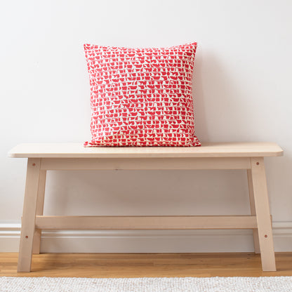 Belgian Linen Pillow Case - Corrugated Red