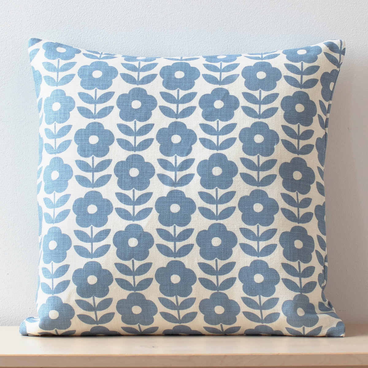 Belgian Linen Pillow Case - Danish Flowers Blue