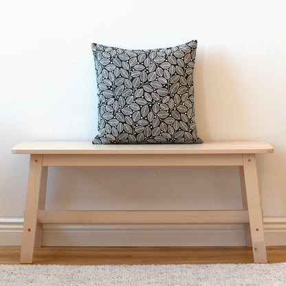 Belgian Linen Pillow Case - Leaves & Berries Charcoal