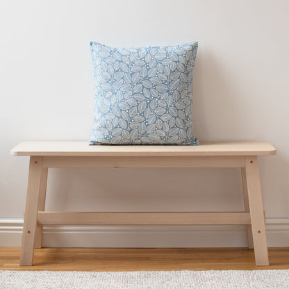 Belgian Linen Pillow Case - Leaves & Berries Blue
