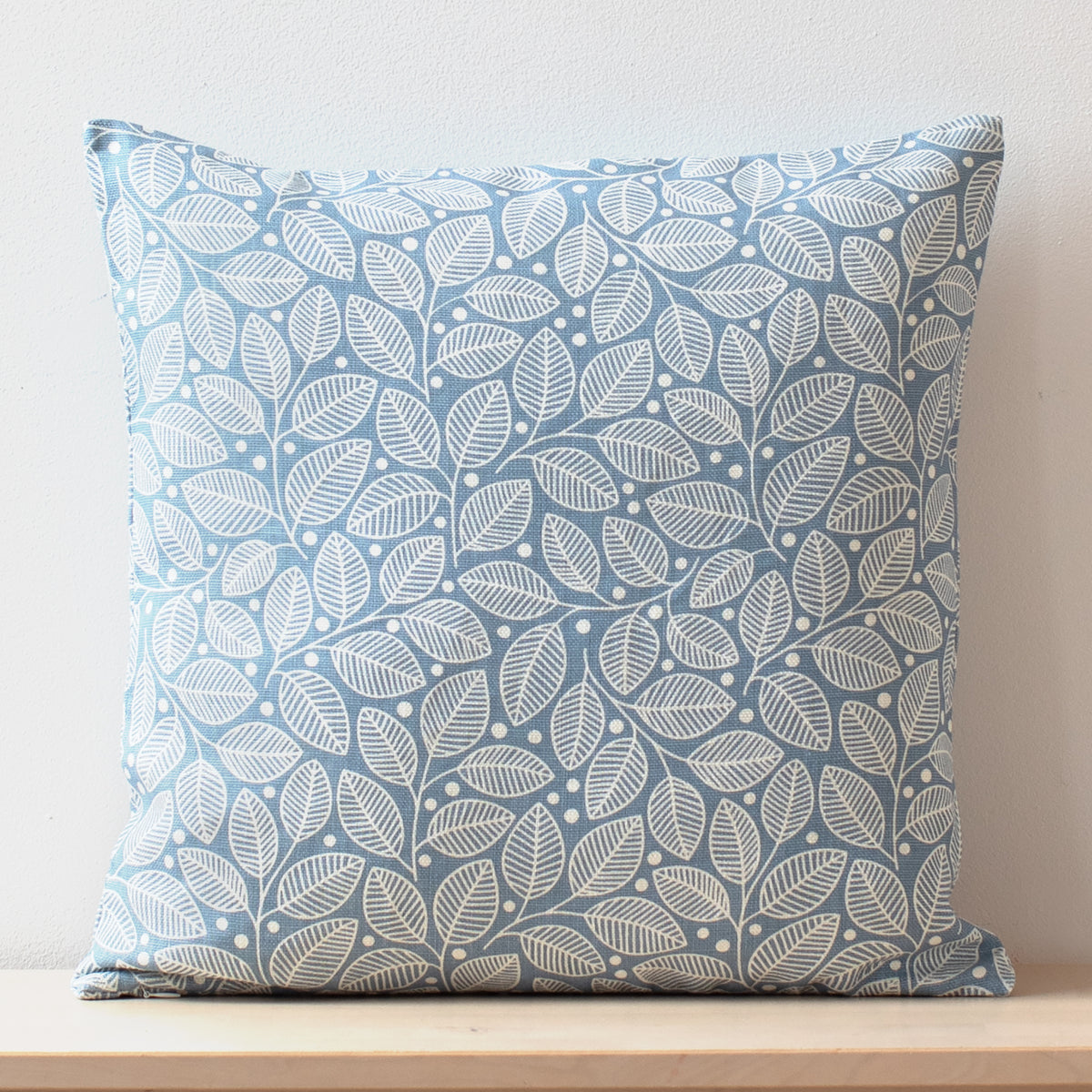 Belgian Linen Pillow Case - Leaves & Berries Blue