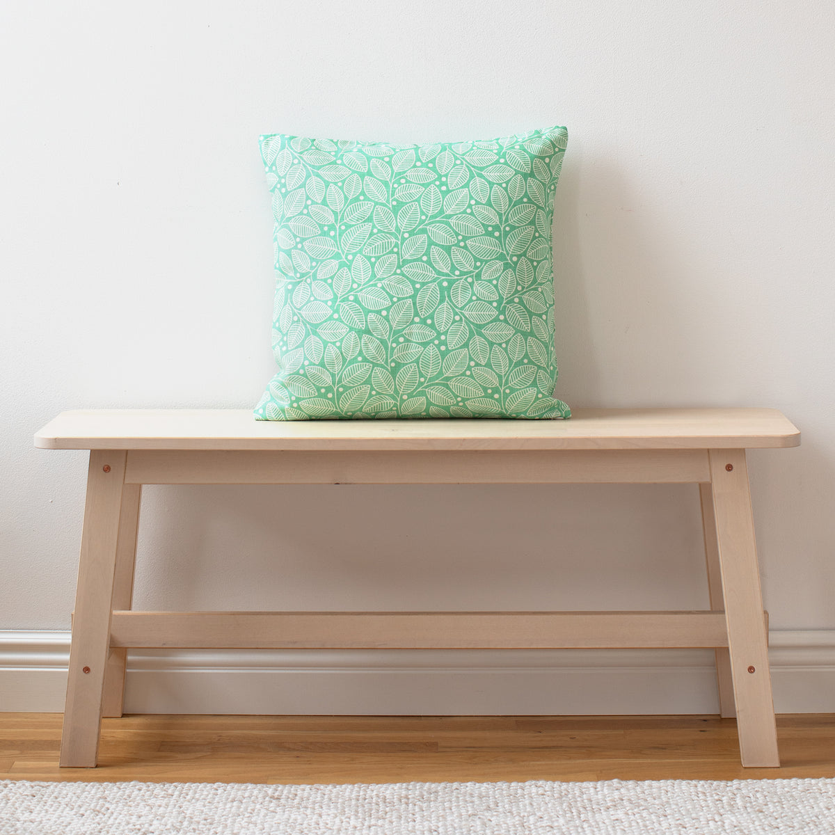 Belgian Linen Pillow Case - Leaves & Berries Green