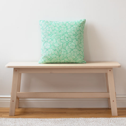 Belgian Linen Pillow Case - Leaves & Berries Green