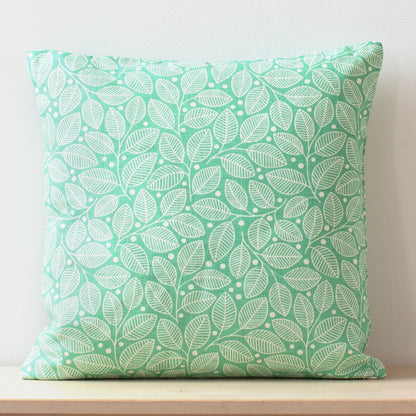 Belgian Linen Pillow Case - Leaves & Berries Green