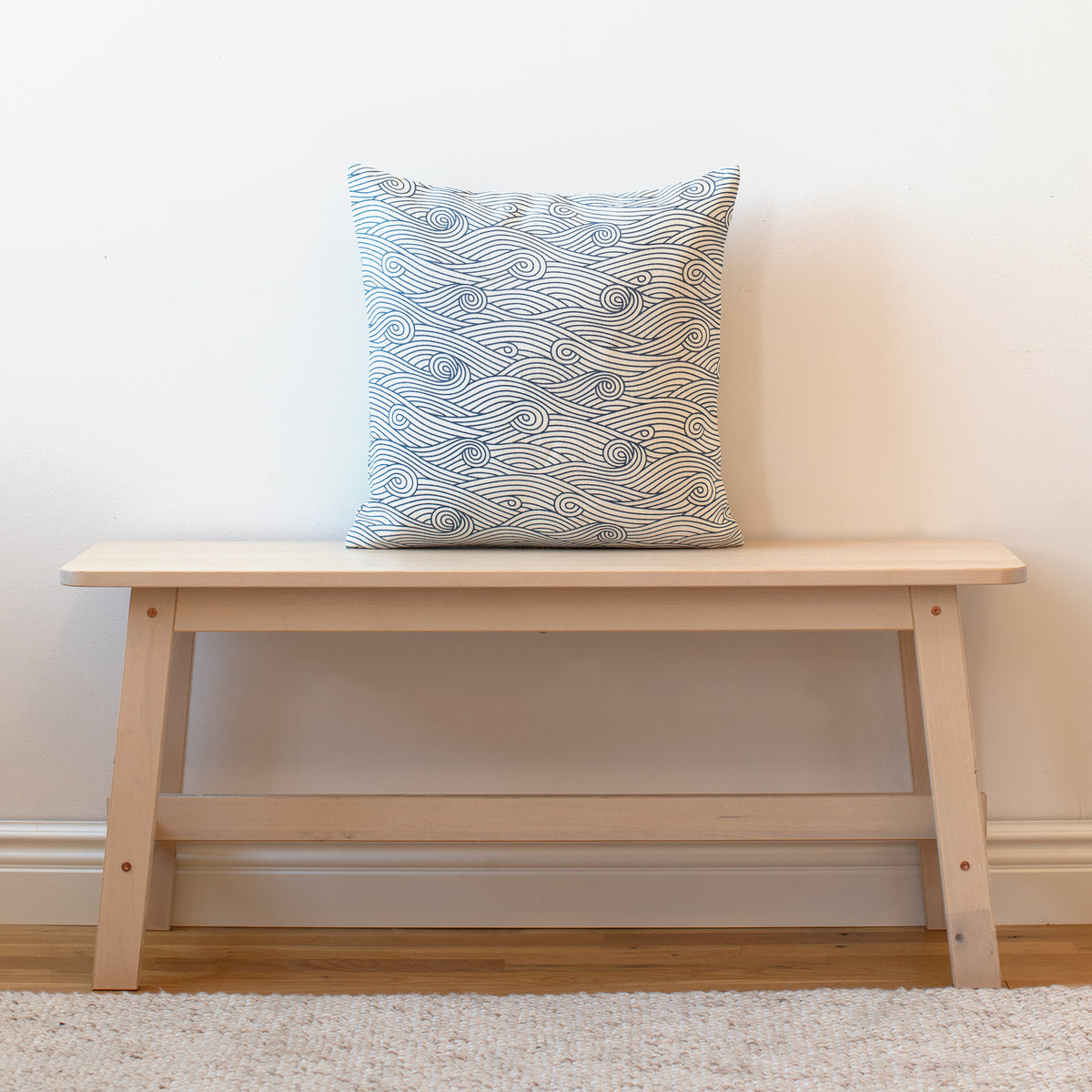 Belgian Linen Pillow Case - Ocean Waves Blue