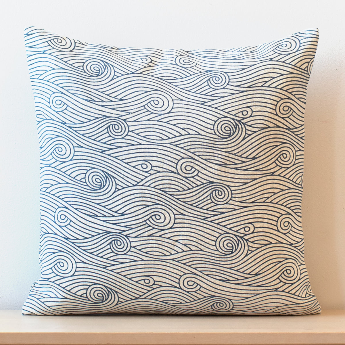 Belgian Linen Pillow Case - Ocean Waves Blue