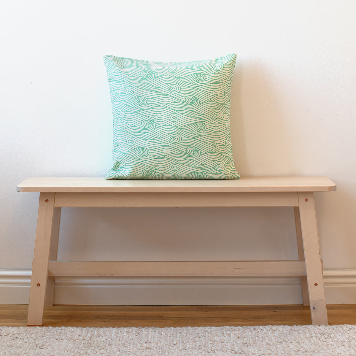 Belgian Linen Pillow Case - Ocean Waves Mint