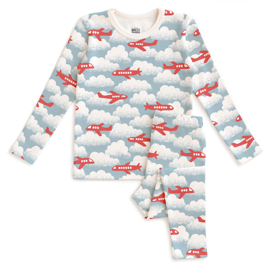 Kids Pajama Set - Airplanes Red & Blue