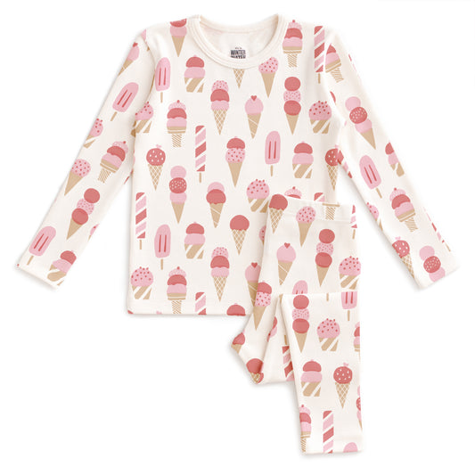 Kids Pajama Set - Ice Cream Red & Pink