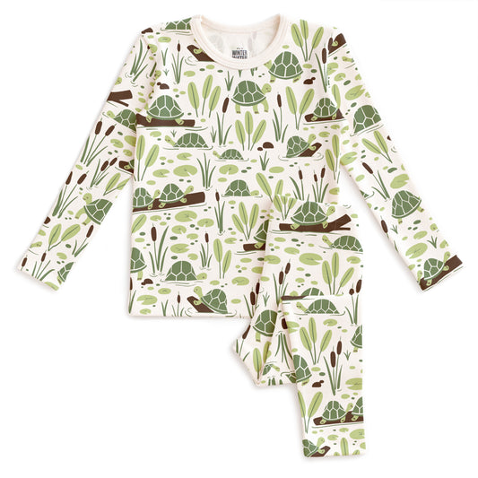 Kids Pajama Set - Turtles Green