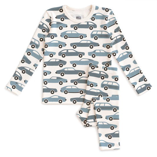 Kids Pajama Set - Vintage Cars Blue