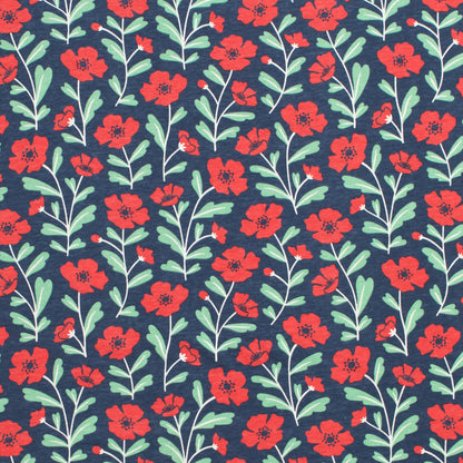 Footed Romper - Poppies Navy